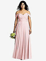 Front View Thumbnail - Ballet Pink Off-the-Shoulder Draped Chiffon Maxi Dress