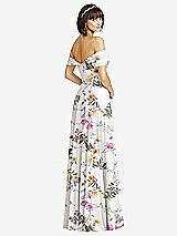 Alt View 2 Thumbnail - Butterfly Botanica Ivory Off-the-Shoulder Draped Chiffon Maxi Dress