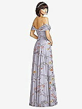 Alt View 2 Thumbnail - Butterfly Botanica Silver Dove Off-the-Shoulder Draped Chiffon Maxi Dress