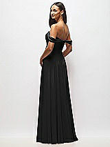 Alt View 5 Thumbnail - Black Off-the-Shoulder Draped Chiffon Maxi Dress