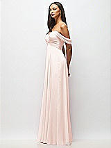 Alt View 4 Thumbnail - Blush Off-the-Shoulder Draped Chiffon Maxi Dress
