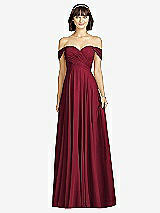 Alt View 1 Thumbnail - Burgundy Off-the-Shoulder Draped Chiffon Maxi Dress