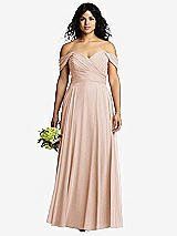 Front View Thumbnail - Cameo Off-the-Shoulder Draped Chiffon Maxi Dress