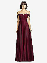 Alt View 1 Thumbnail - Cabernet Off-the-Shoulder Draped Chiffon Maxi Dress