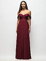 Alt View 3 Thumbnail - Cabernet Off-the-Shoulder Draped Chiffon Maxi Dress