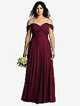 Front View Thumbnail - Cabernet Off-the-Shoulder Draped Chiffon Maxi Dress