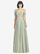 Alt View 1 Thumbnail - Celadon Off-the-Shoulder Draped Chiffon Maxi Dress