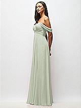 Alt View 4 Thumbnail - Celadon Off-the-Shoulder Draped Chiffon Maxi Dress