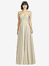 Alt View 1 Thumbnail - Champagne Off-the-Shoulder Draped Chiffon Maxi Dress