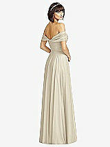 Alt View 2 Thumbnail - Champagne Off-the-Shoulder Draped Chiffon Maxi Dress