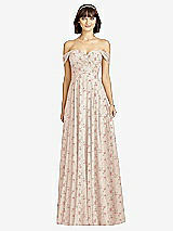 Alt View 1 Thumbnail - Coquette Floral Print Off-the-Shoulder Draped Chiffon Maxi Dress