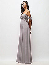 Alt View 4 Thumbnail - Cashmere Gray Off-the-Shoulder Draped Chiffon Maxi Dress