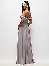 Alt View 5 Thumbnail - Cashmere Gray Off-the-Shoulder Draped Chiffon Maxi Dress
