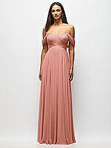 Alt View 3 Thumbnail - Desert Rose Off-the-Shoulder Draped Chiffon Maxi Dress
