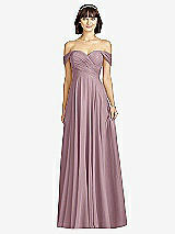 Alt View 1 Thumbnail - Dusty Rose Off-the-Shoulder Draped Chiffon Maxi Dress