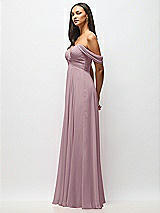 Alt View 4 Thumbnail - Dusty Rose Off-the-Shoulder Draped Chiffon Maxi Dress