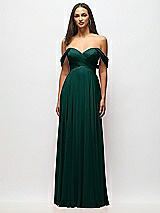 Alt View 3 Thumbnail - Evergreen Off-the-Shoulder Draped Chiffon Maxi Dress