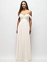 Alt View 3 Thumbnail - Ivory Off-the-Shoulder Draped Chiffon Maxi Dress