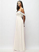 Alt View 4 Thumbnail - Ivory Off-the-Shoulder Draped Chiffon Maxi Dress