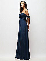 Alt View 4 Thumbnail - Midnight Navy Off-the-Shoulder Draped Chiffon Maxi Dress