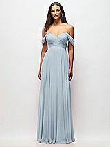 Alt View 3 Thumbnail - Mist Off-the-Shoulder Draped Chiffon Maxi Dress