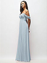 Alt View 4 Thumbnail - Mist Off-the-Shoulder Draped Chiffon Maxi Dress