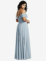 Rear View Thumbnail - Mist Off-the-Shoulder Draped Chiffon Maxi Dress