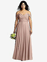 Front View Thumbnail - Neu Nude Off-the-Shoulder Draped Chiffon Maxi Dress