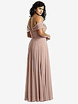 Rear View Thumbnail - Neu Nude Off-the-Shoulder Draped Chiffon Maxi Dress