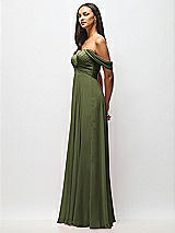 Alt View 4 Thumbnail - Olive Green Off-the-Shoulder Draped Chiffon Maxi Dress