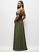 Alt View 5 Thumbnail - Olive Green Off-the-Shoulder Draped Chiffon Maxi Dress