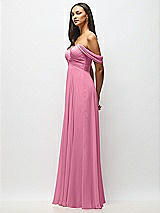 Alt View 4 Thumbnail - Orchid Pink Off-the-Shoulder Draped Chiffon Maxi Dress