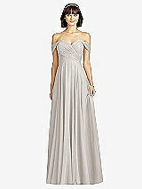 Alt View 1 Thumbnail - Oyster Off-the-Shoulder Draped Chiffon Maxi Dress