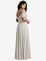 Rear View Thumbnail - Oyster Off-the-Shoulder Draped Chiffon Maxi Dress