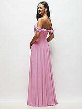 Alt View 5 Thumbnail - Powder Pink Off-the-Shoulder Draped Chiffon Maxi Dress