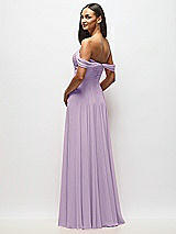 Alt View 5 Thumbnail - Pale Purple Off-the-Shoulder Draped Chiffon Maxi Dress
