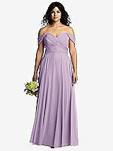 Front View Thumbnail - Pale Purple Off-the-Shoulder Draped Chiffon Maxi Dress