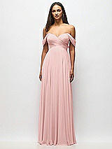 Alt View 3 Thumbnail - Rose Off-the-Shoulder Draped Chiffon Maxi Dress