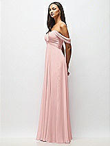 Alt View 4 Thumbnail - Rose Off-the-Shoulder Draped Chiffon Maxi Dress