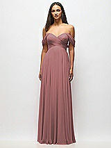 Alt View 3 Thumbnail - Rosewood Off-the-Shoulder Draped Chiffon Maxi Dress