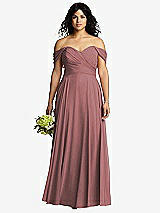 Front View Thumbnail - Rosewood Off-the-Shoulder Draped Chiffon Maxi Dress