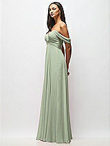 Alt View 4 Thumbnail - Sage Off-the-Shoulder Draped Chiffon Maxi Dress