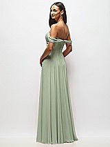 Alt View 5 Thumbnail - Sage Off-the-Shoulder Draped Chiffon Maxi Dress