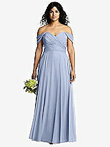 Front View Thumbnail - Sky Blue Off-the-Shoulder Draped Chiffon Maxi Dress