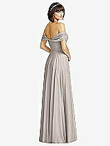 Alt View 2 Thumbnail - Taupe Off-the-Shoulder Draped Chiffon Maxi Dress