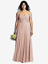 Front View Thumbnail - Toasted Sugar Off-the-Shoulder Draped Chiffon Maxi Dress