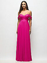 Alt View 3 Thumbnail - Think Pink Off-the-Shoulder Draped Chiffon Maxi Dress