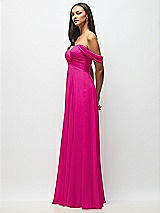 Alt View 4 Thumbnail - Think Pink Off-the-Shoulder Draped Chiffon Maxi Dress
