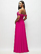 Alt View 5 Thumbnail - Think Pink Off-the-Shoulder Draped Chiffon Maxi Dress