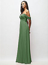 Alt View 4 Thumbnail - Vineyard Green Off-the-Shoulder Draped Chiffon Maxi Dress